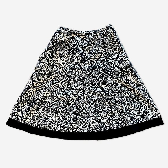Ann Taylor Damask Skirt in Black/Cream - Picture 4 of 6